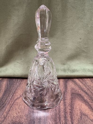 Vintage Irish Lead Crystal Hand Bell, Boyne Valley Pinwheel Pattern w/ Label