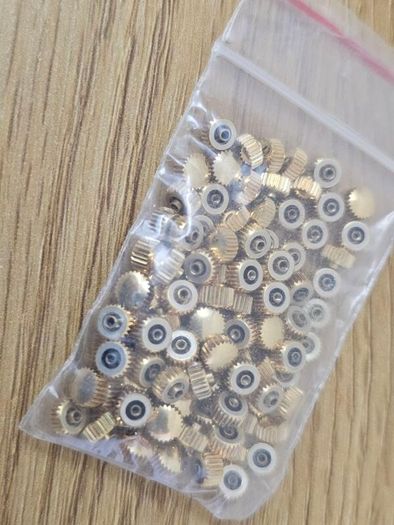 Vintage Swiss Watchmaker Parts Lot Crowns Gold Plated from 1960s era