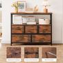 TV Stand Cabinet,TV Table with 5 Fabric Drawers and 2 Open Shelves,TV Unit TV Console Table for Living Room, Bedroom,100 x 80 x 30 cm (Brown) Image 5