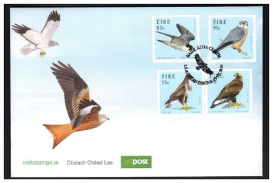 2010 Ireland Fauna & Flora: Birds of Prey (Buzzard, Golden Eagle, Peregrine Falcon & Merlin) Commemorative Stamp An Post First Day Cover (FDC)