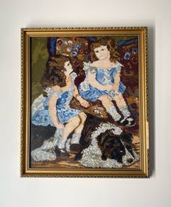 Vintage Shabby Chic Needlepoint Framed