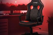 Gaming Chair with Rocker Function, Red, Faux Leather, Ergonomic Office Chair with Armrest, Swivel Chair, Height Adjustable, S-shaped Backrest, Racing Gamer Chair, Work Chair, Desk Chair