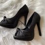 Brand New Black Satin Knot Peeptoe Heels Image 3