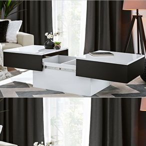 Extendable Slide Coffee Table Extendable Slide table Black Matte White Gloss Coffee Table Extendable Top