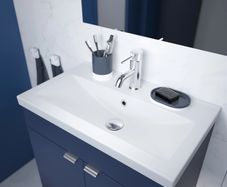 Vanity Basin sinkGoodHome Nira Slimline Gloss White Rectangular Single Vanity Basin (W)60.4cm