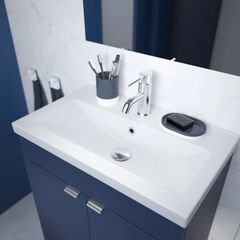 Vanity Basin sinkGoodHome Nira Slimline Gloss White Rectangular Single Vanity Basin (W)60.4cm