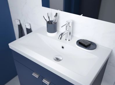 Vanity Basin sinkGoodHome Nira Slimline Gloss White Rectangular Single Vanity Basin (W)60.4cm