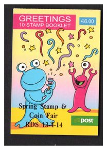 2014 Ireland Spring Stamp & Coin Fair Souvenir Booklet overprinting the 2014 Greetings Booklet Mint Never Hinged (MNH)