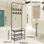 Coat Rack Stand with Shoe Rack and Removable 16 Hooks Free Standing Hall Tree Matte Steel Frame Hat Rack Coat Stand for Storage (FREE POSTAGE) Image 4