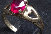 Vintage 14ct Gold Red Stone Ring Size 55 Dublin Hallmarked