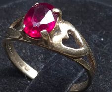 Vintage 14ct Gold Red Stone Ring Size 55 Dublin Hallmarked