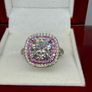 Silver Moissanite & Pink Sapphire Statement Ring Image 3