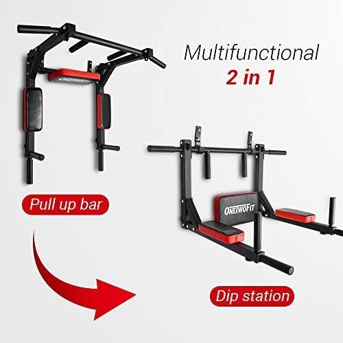 Multifunctional Wall Mounted Pull Up Bar/Chin Up bar, Dip Station for Indoor Home Gym Workout, Power Tower Set Training Equipment Fitness Dip Stand Supports to 440 Lbs