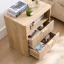 23 Fluted Nightstand, Wide 2 Drawers End Table,Natural Night Stand with Open Storage Cabinet, Farmhouse Bed Side Tables, Wood Dresser for Bedroom, Living Room, Closet Natural Image 3