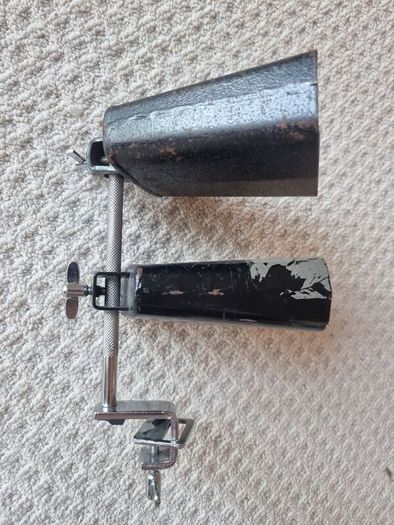 Cowbells 4" & 4.5" and bass drum clamp holder
