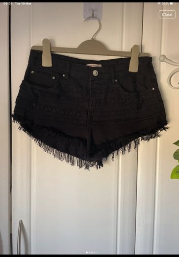 shorts  Bershka size 10 black frayed end style