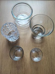 5 candle holders - glass