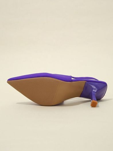 Point Toe Stiletto Heeled Slingback Pumps purple low heels size 7 UK / 40 EU