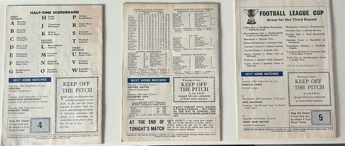 Chelsea 1970/71 Matchday Programmes