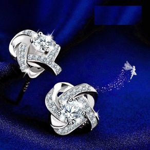Earrings Womens 925 Sterling Silver Stud Cubic Zirconia Ear Studs One Pair Cubic Zirconia Earrings Gifts for Mother's Day Gift Box