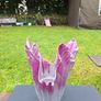 Handmade Cement Planter - Abstract Pink and Silver Concrete Flower Pot - Unique Drape Vase Image 5