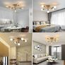 NEW SALE | Modern Sputnik Chandelier Ceiling Light, 5 Lights Golden Semi Flush Mount Ceiling Lights, Adjustable Ceiling Light Fitting for Living Room Kitchen Dining Room Farmhouse Hallway Image 2