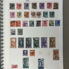 Collections. Starter collection with used stamps in Blue 22-ring binder with countries from Anguilla to Japan. Includes 56 images.