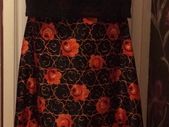Black vintage full length skirt with orange floral print