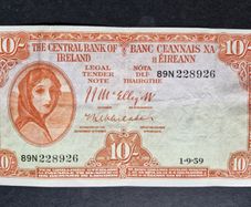 1959 Ireland 10 shillings Sterling banknote