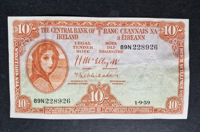 1959 Ireland 10 shillings Sterling banknote