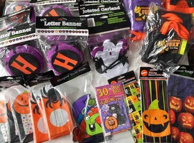 Halloween Party Job Lot, Banners, Treat Bags, etc.
