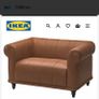 IKEA VISKAFORS "Loveseat" 1.5 Seater Sofa - Brown Leather Image 2