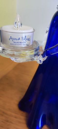 Cobalt blue glass angel candle holder
