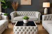 Coffee table with metal legs glass Cream