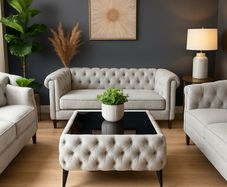 Coffee table with metal legs glass Cream