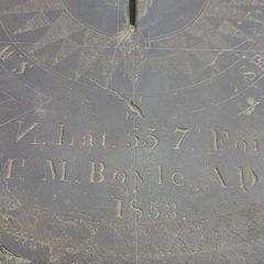 antique slate sundial, missing gnomon, signed and dated 1853 , Mr M. Boyle.