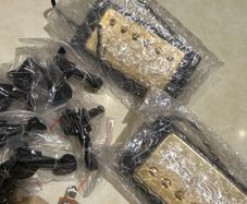 Electric Guitar Upgrade Bundle - Roswell Gold Humbucker Set, 6-in-line Tuners & Switch