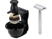 Shaving Brush + Razor + Soap Bowl + Razor Holder Stand Set Classic Shaving Kit