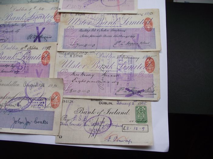 A Collection of 16 Vintage Cheques from Irish Banks (1892-1962)