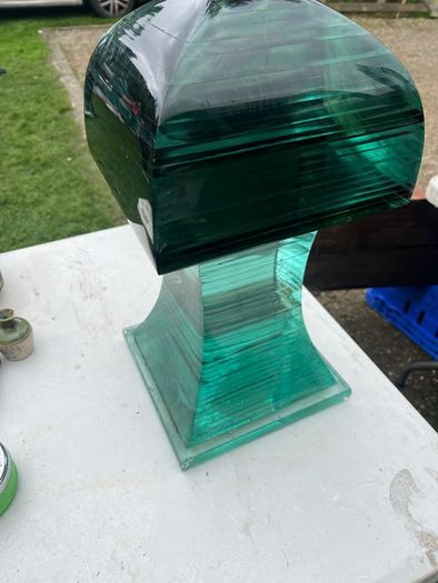 Rare glass sculpture 19 in tall x 9in square