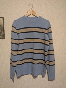 ROOTS stripped lana merino wool mens jumper size M