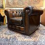 Vintage Chesterfield Club Chair in Rich Faded Brown Leather Image 2