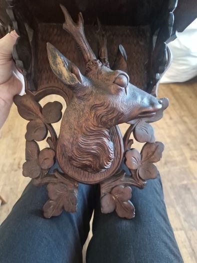 antique carved stag shelf