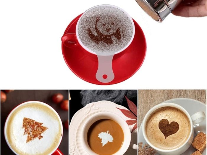 Coffee Stencils, Coffee Accessories Set 31PCS, Chocolate Shaker Duster, Cappuccino Coffee Barista Latte Hot Chocolate Cocoa Cake Design Decoration Duster Coffee Art Coffee Toppers (FREE POSTAGE)