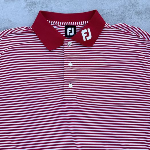Red & White Striped Footjoy Golf Polo T-Shirt