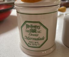 2 Vintage Glazed Jars - Mrs Bridges Orange Marmalade and Edmond Fallot Moutardier A. Beaune Depuis 1840 Mustard Pot Collectors Jar