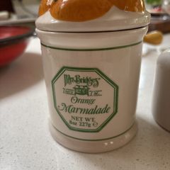 2 Vintage Glazed Jars - Mrs Bridges Orange Marmalade and Edmond Fallot Moutardier A. Beaune Depuis 1840 Mustard Pot Collectors Jar