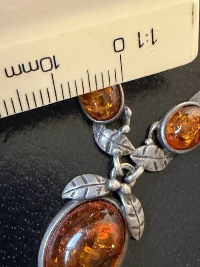 silver amber necklace