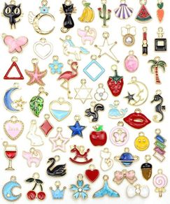 60Pcs Charms for Jewellery Making Assorted Gold Plated Enamel Animal Moon Star Fruit Charm Pendant DIY Necklace Bracelet Earring Crafts (FREE POSTAGE)