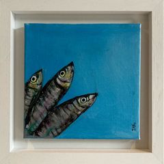 Framed Original Fish Painting Swim Art Contemporary Art Painting  Original Gift